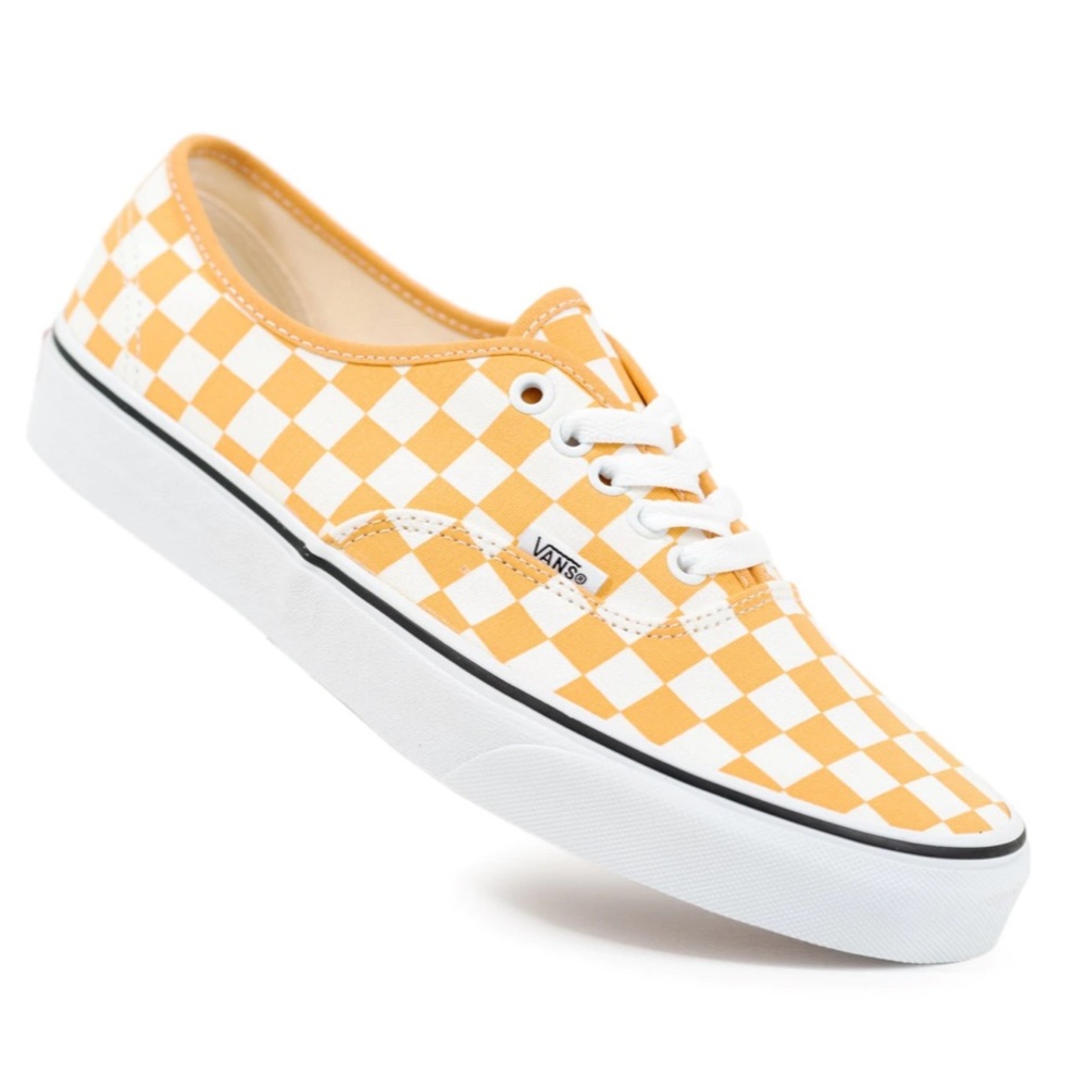 VANS AUTHENTIC - (CHECKERBOARD) GOLDEN NUGGET/WHITE (Size 7.5 women’s/ 6 men’s)